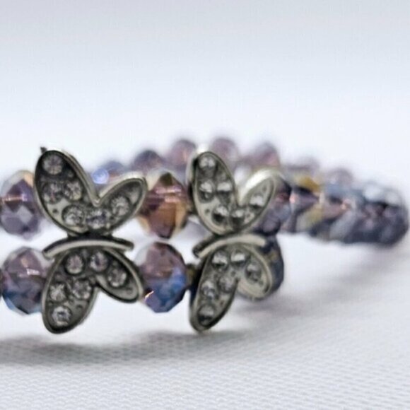 Butterfly Pave Purple Crystals  Stretch Bracelet - Picture 6 of 7